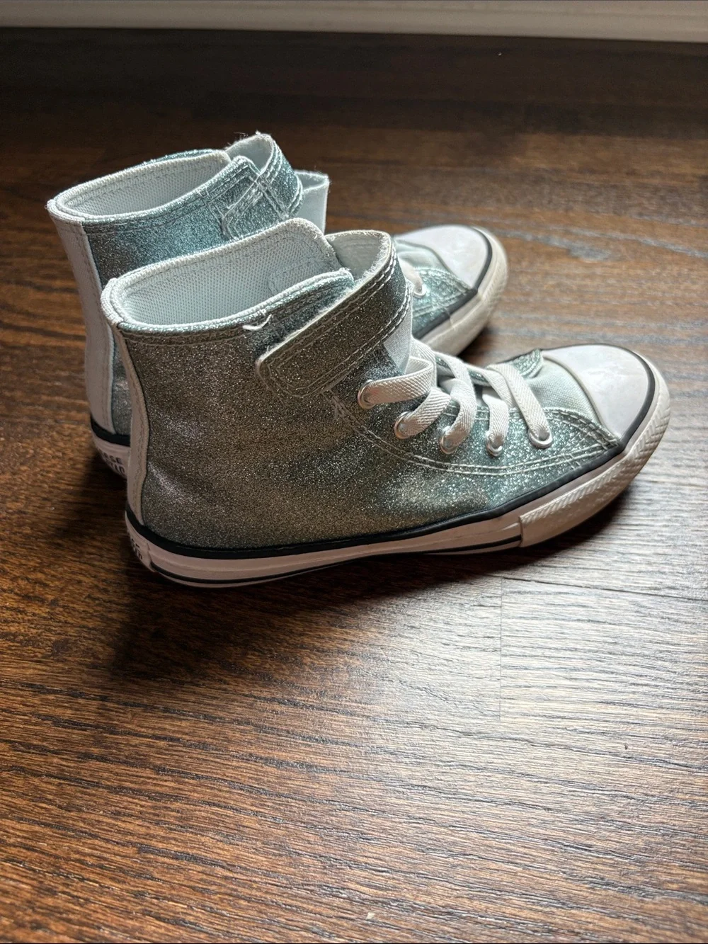 Converse Kids High Top Sneakers - Light Blue Glitter